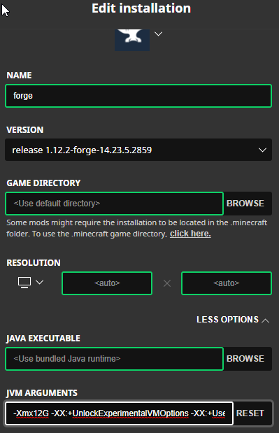 Advanced Options